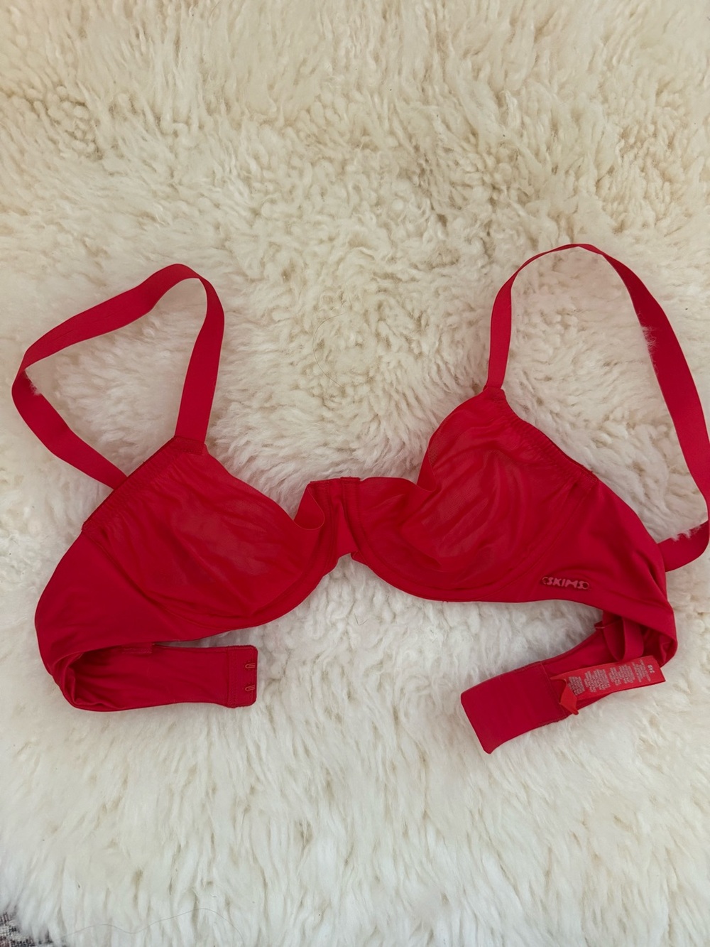 SKIMS Red Underwire Bra with Smooth Cups
